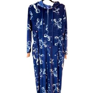 NWT Hale Bob Poodle One Piece Velour Hooded Zip Pajamas Blue Woman’s Medium $188